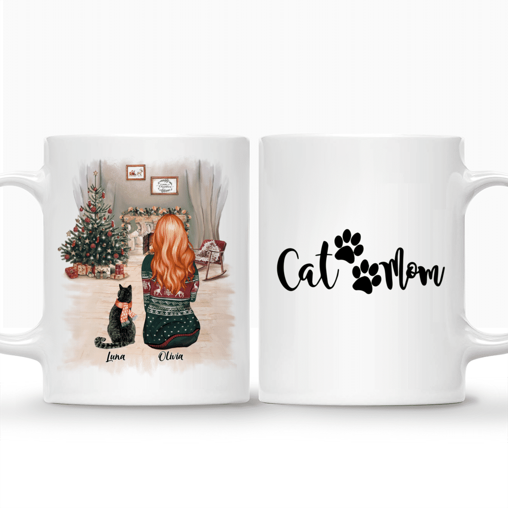 Personalized Christmas Mug - You Had Me at Meow (Girl and Cats)_3