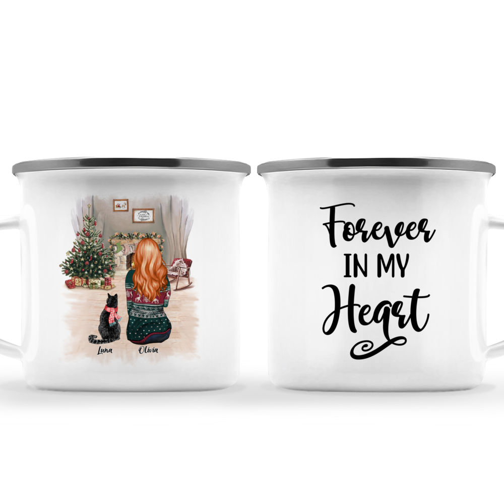 Girl and Cats Christmas Personalized Mug - Name, skin, hair, cat, back –  Giftymize™️