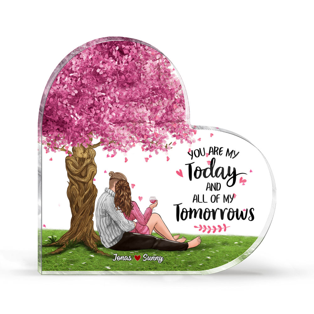Personalized Desktop - Heart Acrylic Transparent Plaque - Couple - You Are My Today And All Of My Tomorrows_2