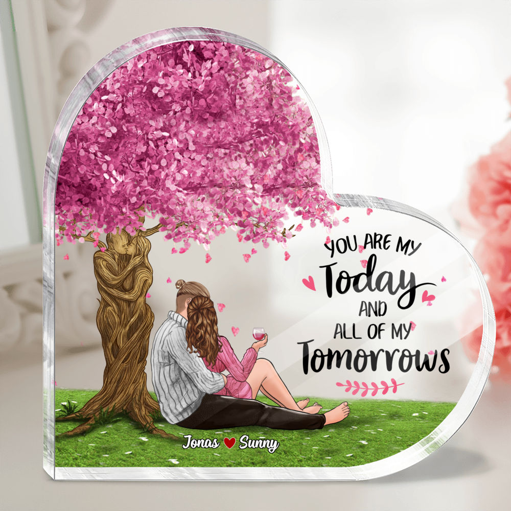 Personalized Desktop - Heart Acrylic Transparent Plaque - Couple - You Are My Today And All Of My Tomorrows_1