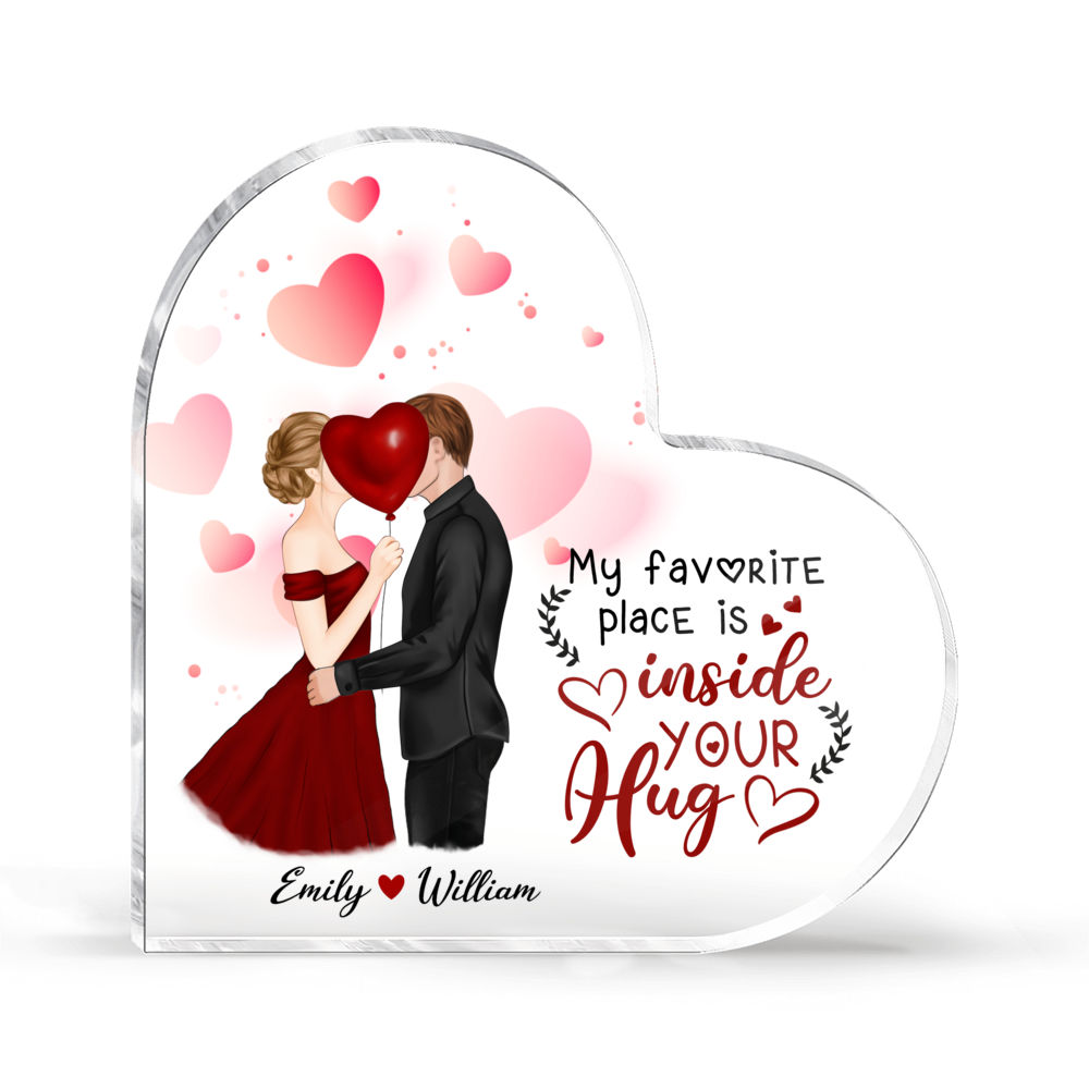 Transparent Plaque - Couple - My favorite place is inside your hug (Custom  Puzzle-Shaped Acrylic Plaque)