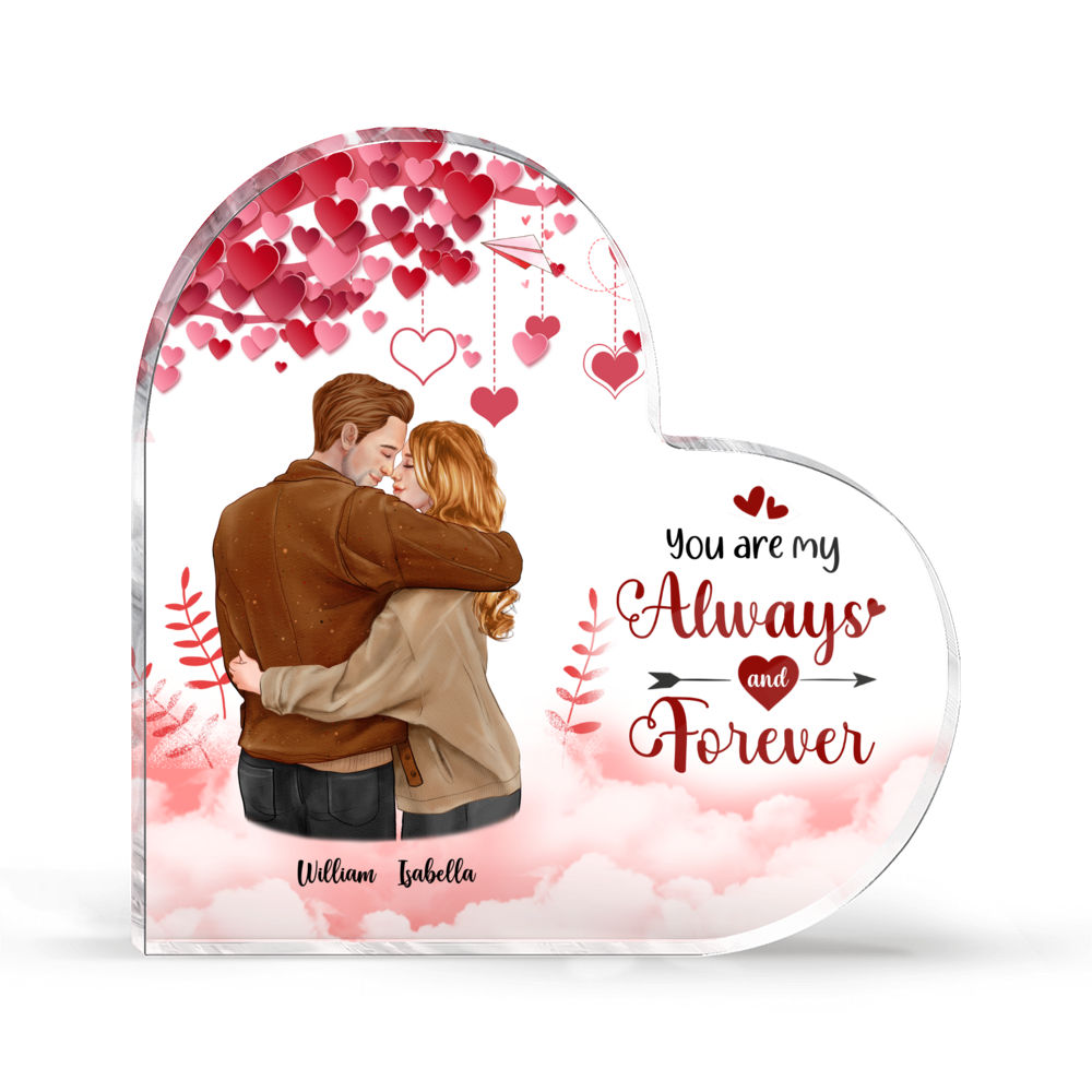 Heart Transparent Plaque - Couple - You are my always and forever - Personalized Desktop_2