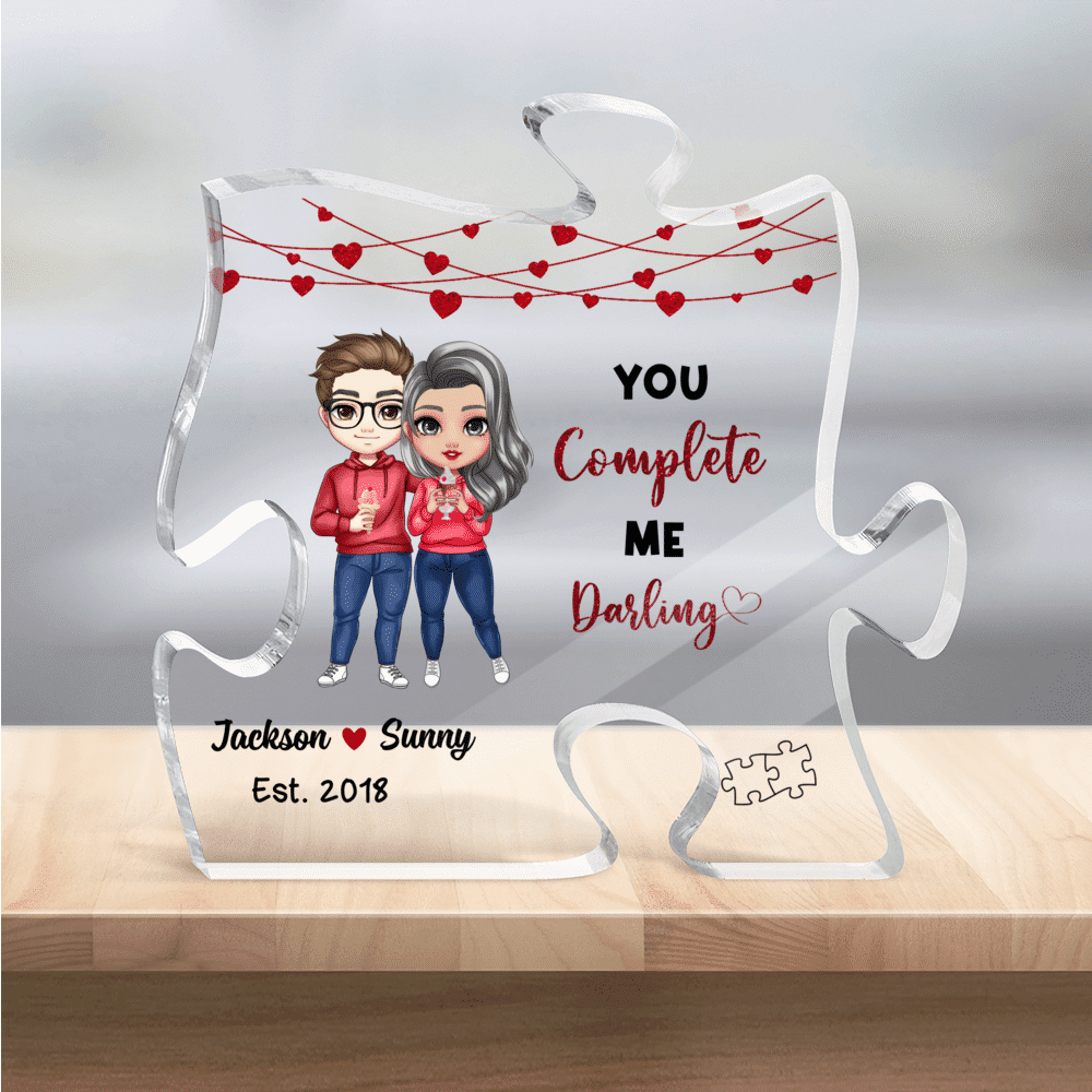 Personalised Puzzle You Complete Me Couple Plaque