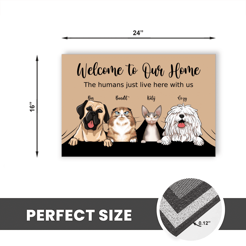 Personalized DoorMat - Dogs and Cats - Welcome to our home.Custom  Welcome Mats, Cat Lover, Dog Lover Gifts