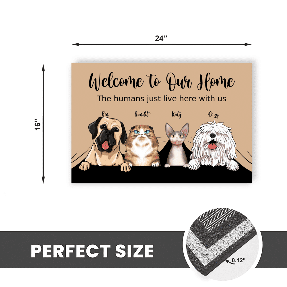 Personalized DoorMat - Dogs and Cats - Welcome to our home.Custom Welcome  Mats, Cat Lover, Dog Lover