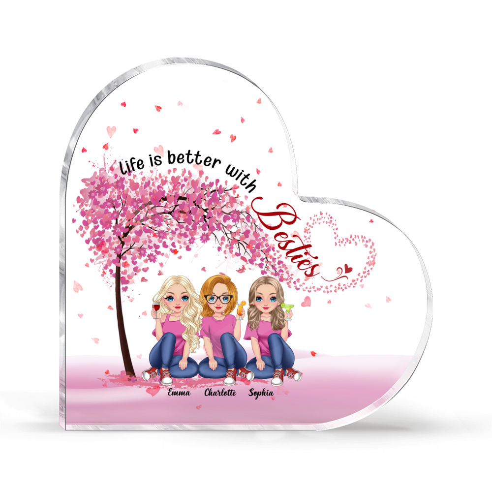 Heart Transparent Plaque - Life is better with Besties - Personalized Desktop_3