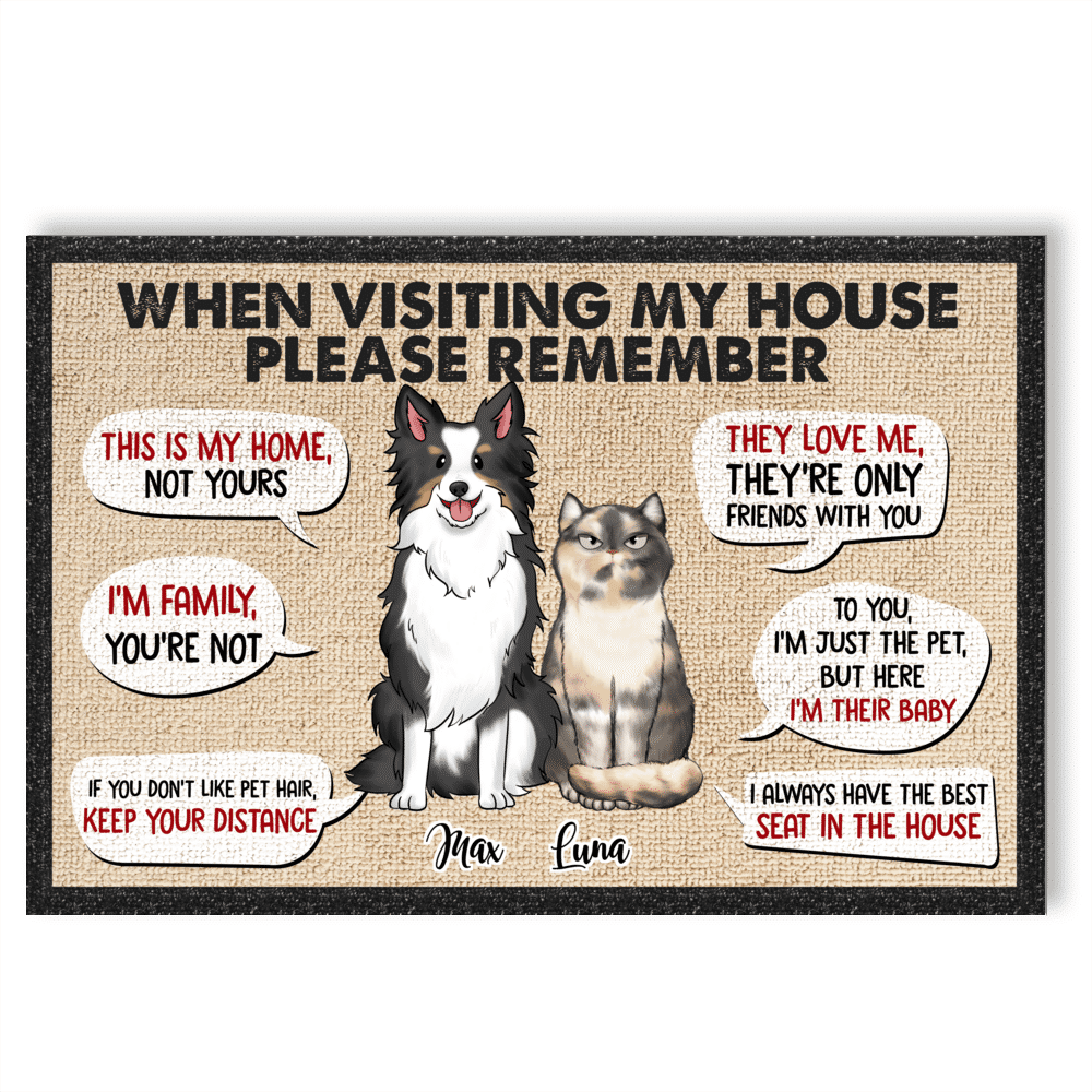 Personalized DoorMat - Dogs and Cats - Remember When Visiting Our House....Custom Welcome Mats, Cat Lover, Dog Lover Gifts_2