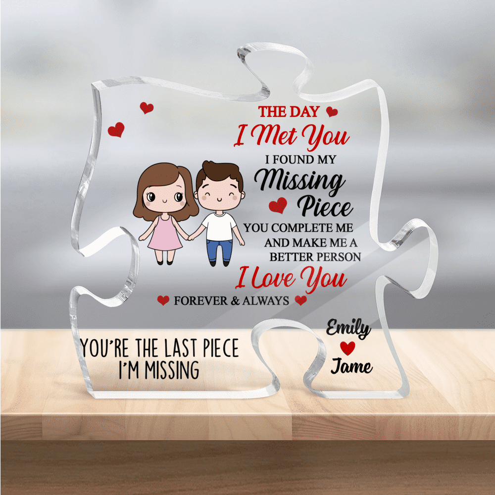 Puzzle Shaped Personalized Acrylic Plaque - Custom Couple Gift - A Piece Of  Our Special Day