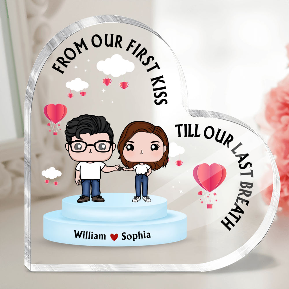 Otter Couple From Our First Kiss - Personalized Shaped Wood Sign - Gift For Couples, Husband Wife