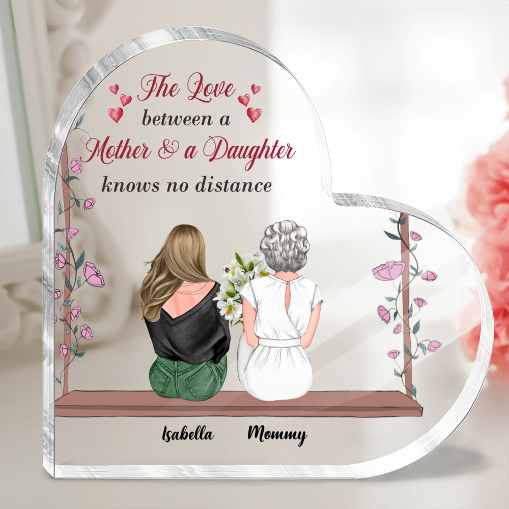 Heart Transparent Plaque - Mother Daughters - The love between a mother daughters knows no distance_1