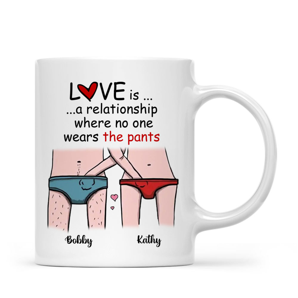 Personalized Mug - Funny Valentine's Day Gifts - Love is a relationship where no one wears the pants_2