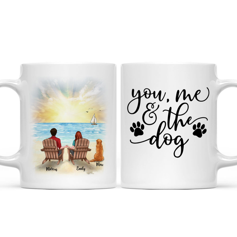 Couple and Dog - You, Me & The Dog (Beach ) - Couple Mug, Couple Gifts, Gifts For Her, Him - Personalized Mug_4