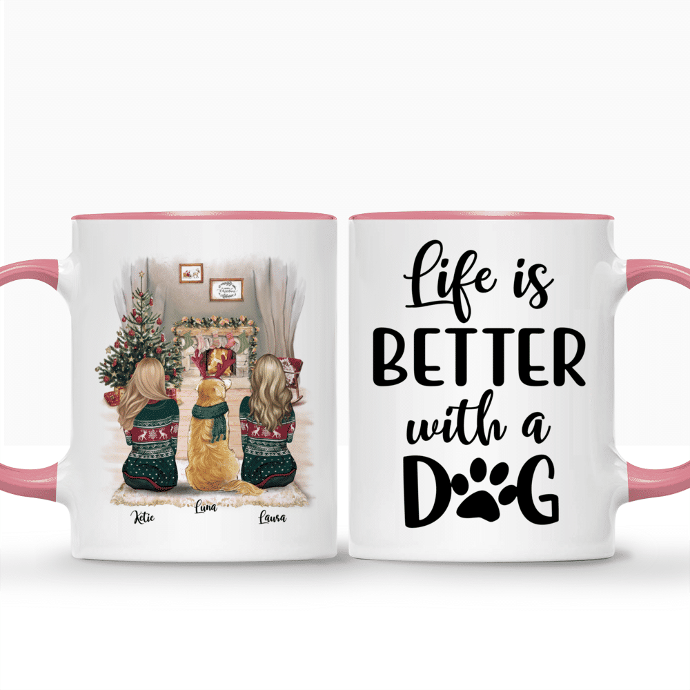 Couple and Dog - Life Is Better With A Dog (Custom Mugs - Dog Lover Gifts,  Gifts For Couples)