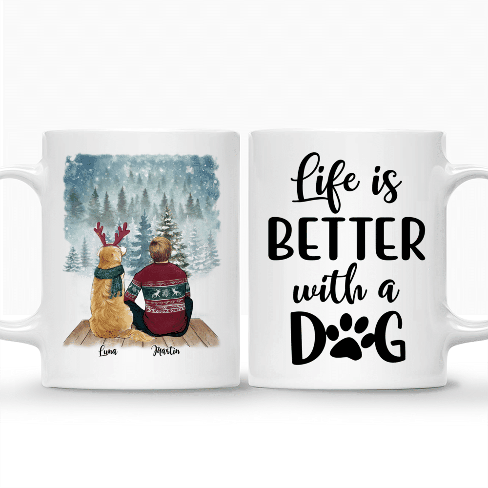 Personalized Man & Dog Christmas Mug - Life Is Better With A Dog_3