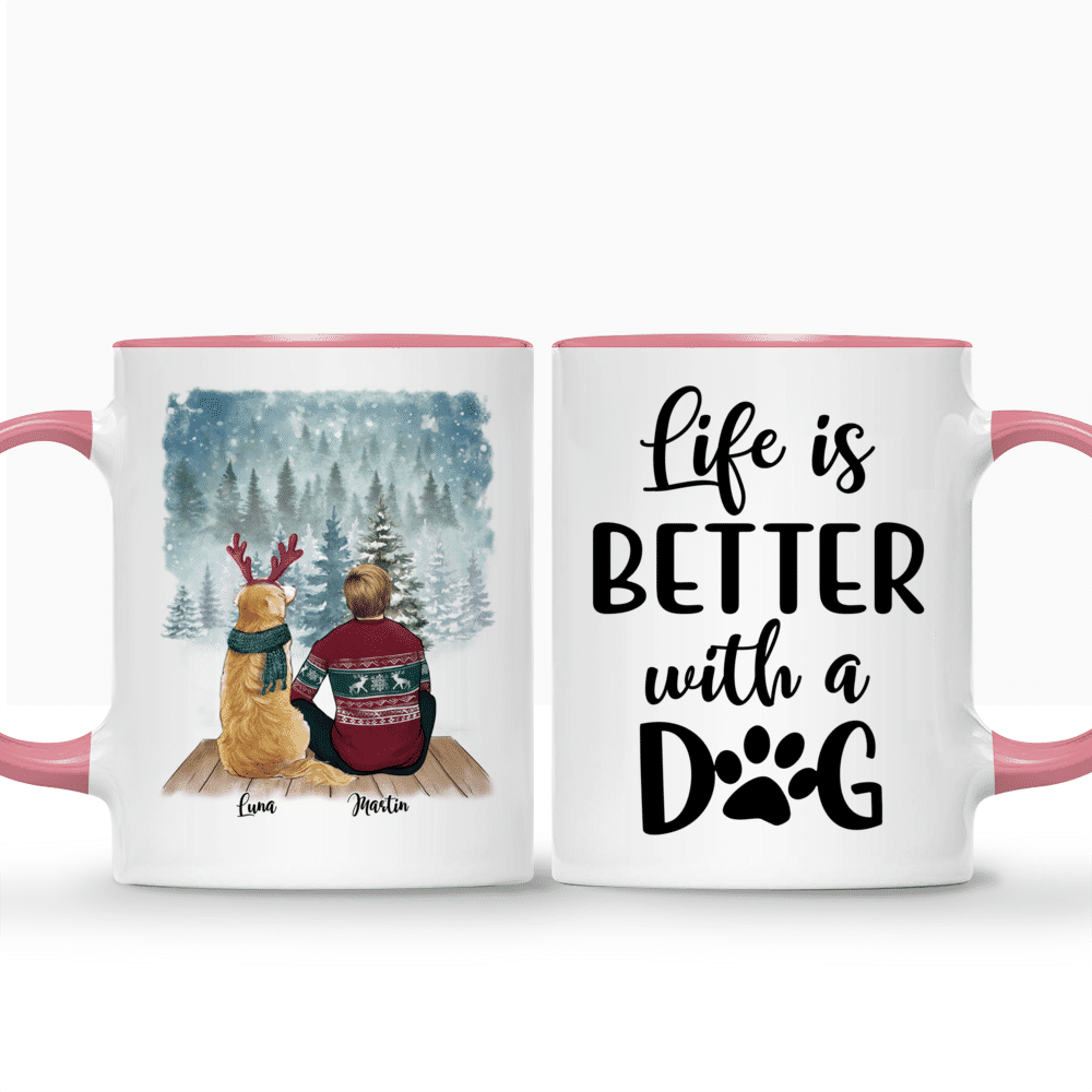 Couple and Dog - Life Is Better With A Dog (Custom Mugs - Dog Lover Gifts,  Gifts For Couples)