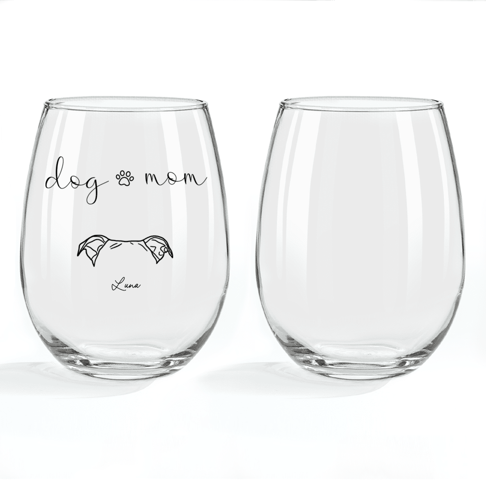 Personalized Wine Glass - Dog Ear Portraits - Wine Glass - Dog Mom (0208)_2