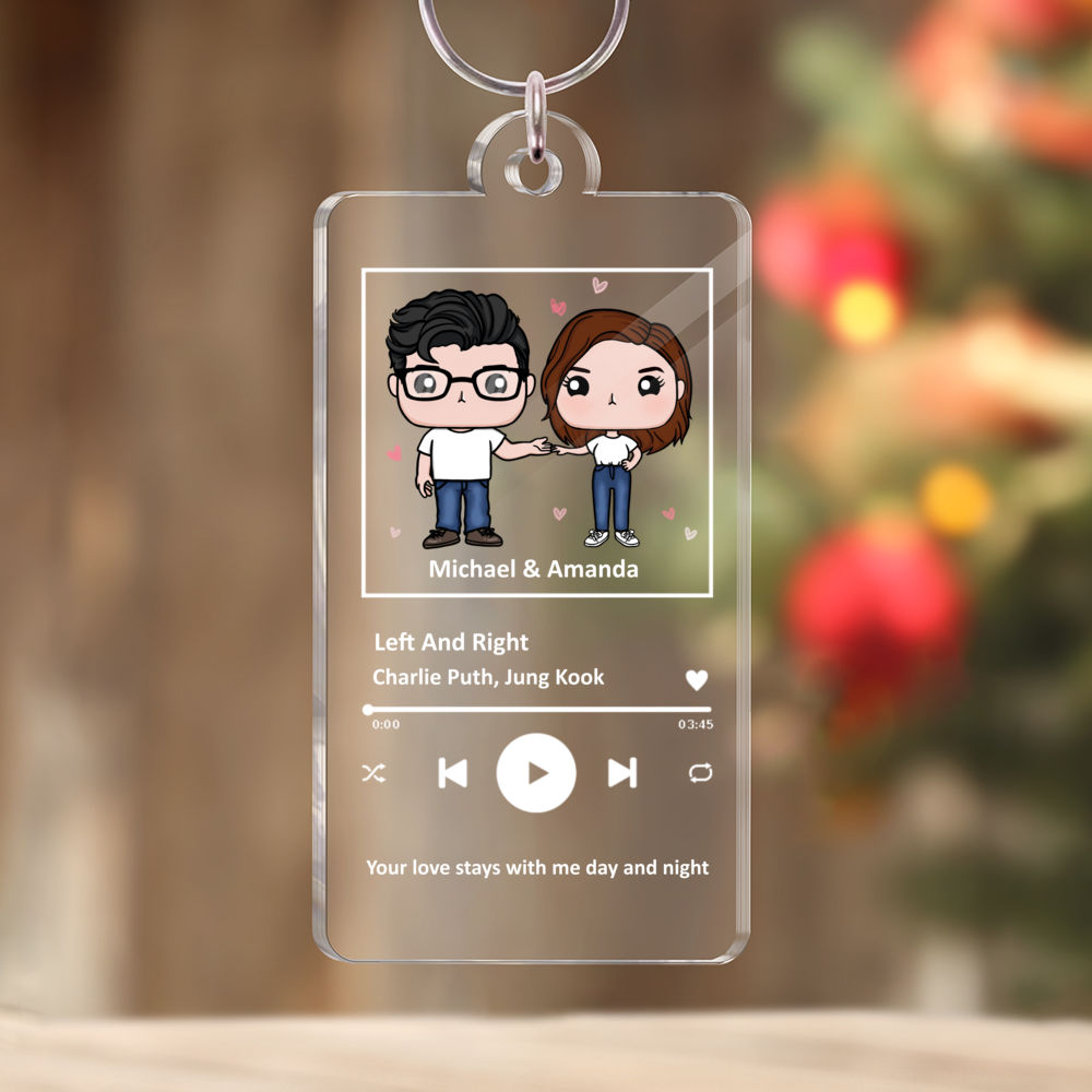Personalized Keychain - Personalized Song Keychain - Couple Figure - Gifts For Couples (L1)_2