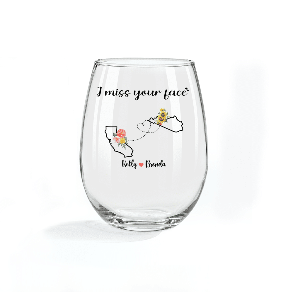 Personalized Wine Glass - Best friends - I miss your face_2