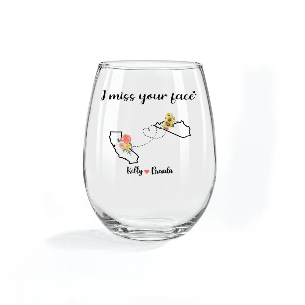 Personalized Wine Glass - Best friends - I miss your face_3