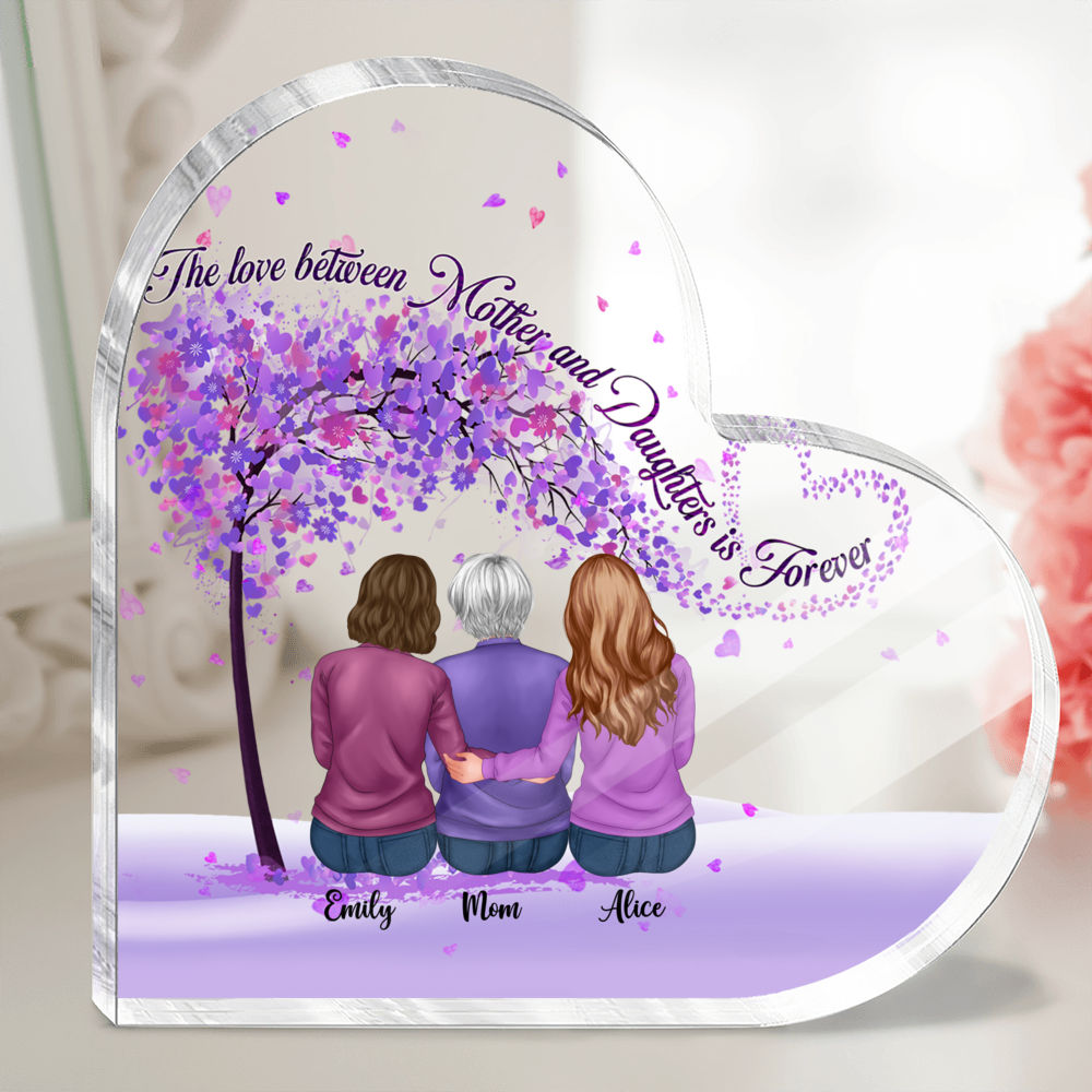 Personalized Desktop - Heart Transparent Plaque - Side by side or miles apart Mother and Daughters will always be connected by heart (23180)_5