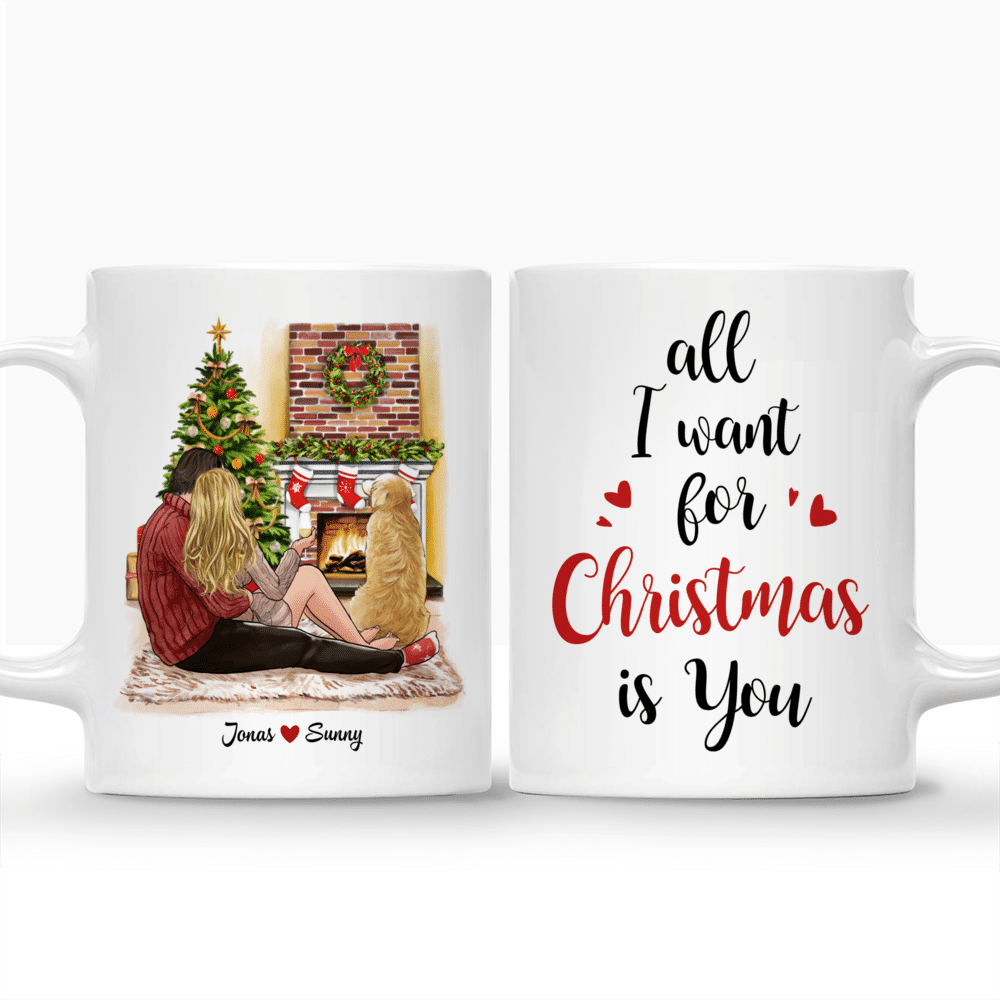 Personalized Xmas Couple Mug - All I Want for Christmas Is You | Dog Version_3