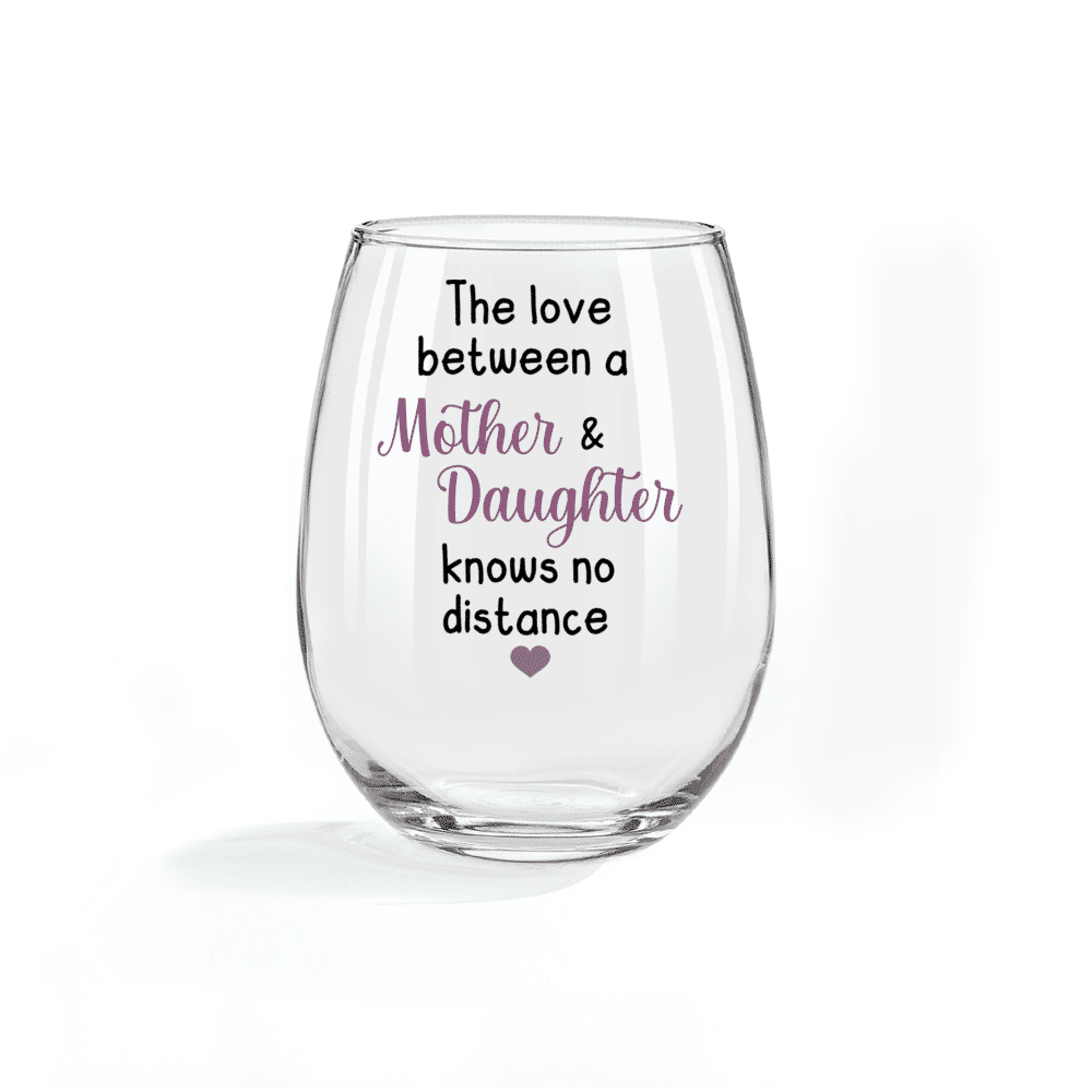 Mom Wine Glass with Affectionate, Loving Words (Front & Back