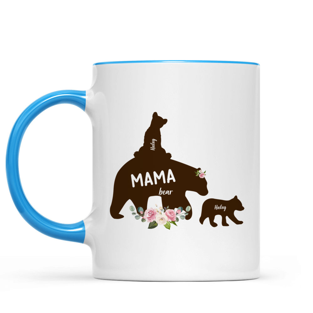 Mama Bear Mug Custom Names Mom Gifts Personalized Gifts for Mom Bear Coffee  Mug Tea Cup - Blue