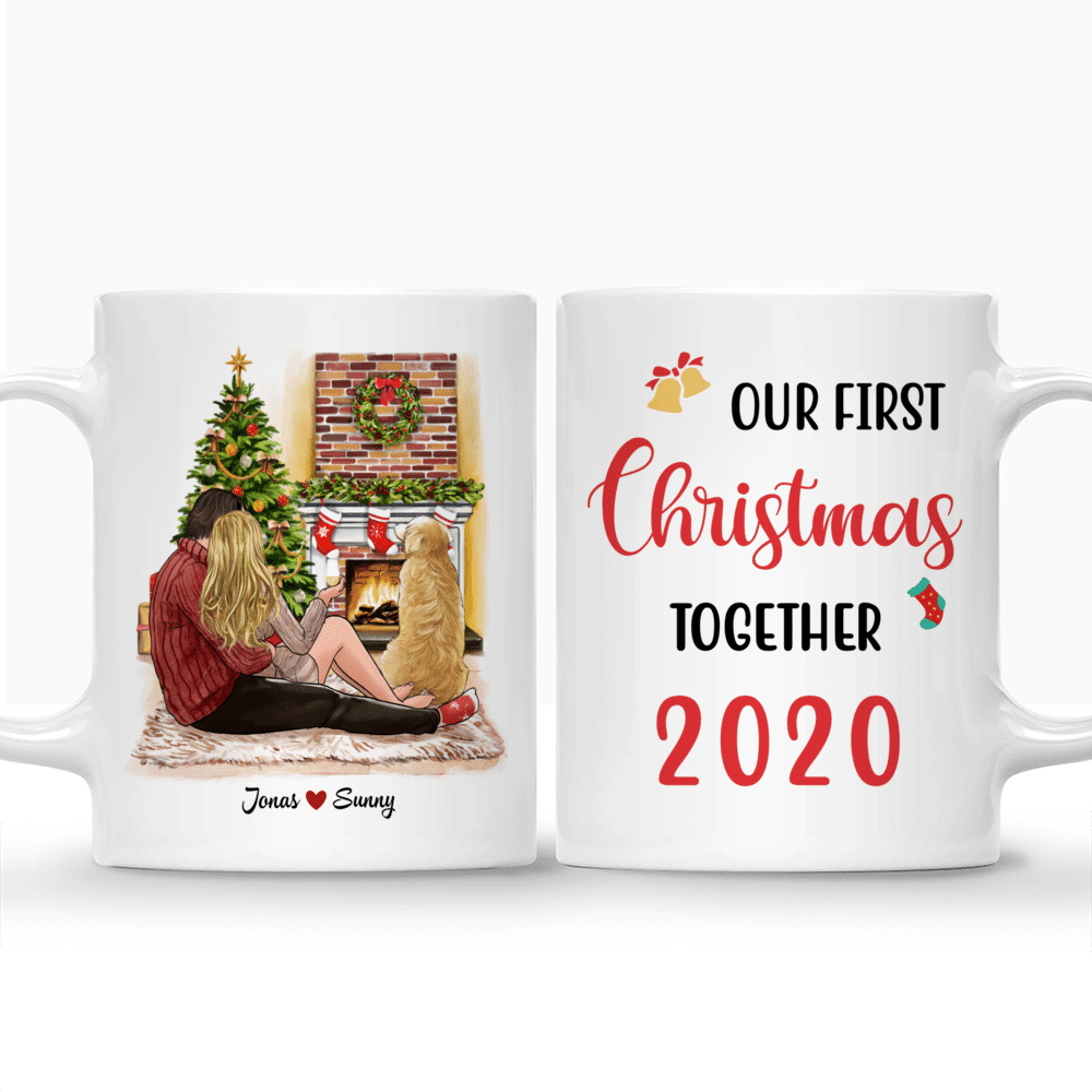 Our first Christmas together 2020 | Personalized Mug - Xmas Couple with Dog_3