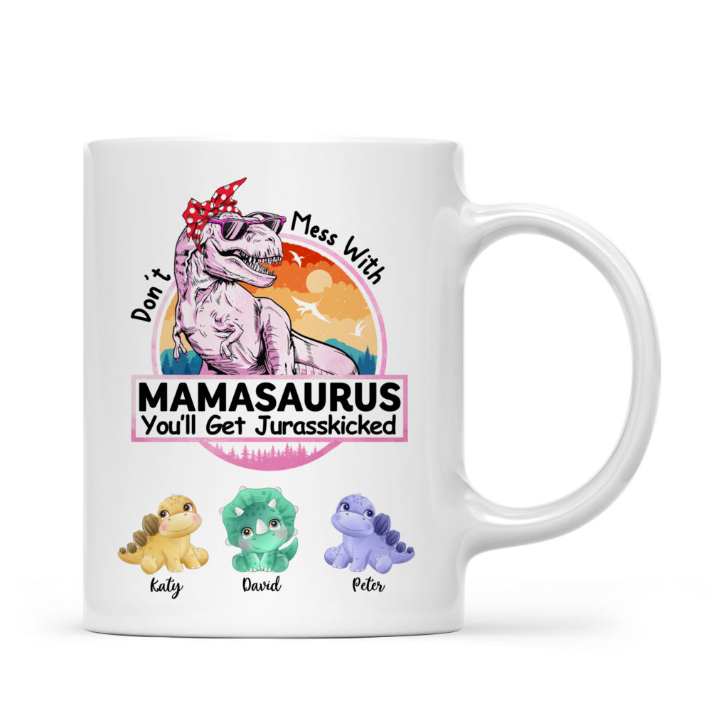  Don't Mess with Mamasaurus You'll Get Jurasskicked Mug  Mamasaurus Cup Birthday Mothers Day Christmas Gifts for Mom from Daughter  Kids Son Mom Coffee Mug Mom Gifts 14 Ounce Gift Box Pink 