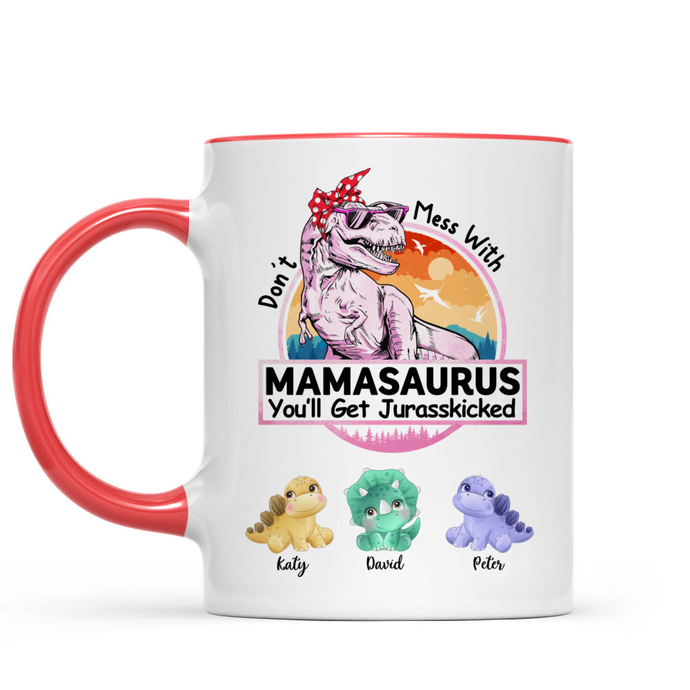 Mamasaurus Mug, Personalized Dinosaur Mug for Mom Mamasaurus T-rex Gift  FAM008 