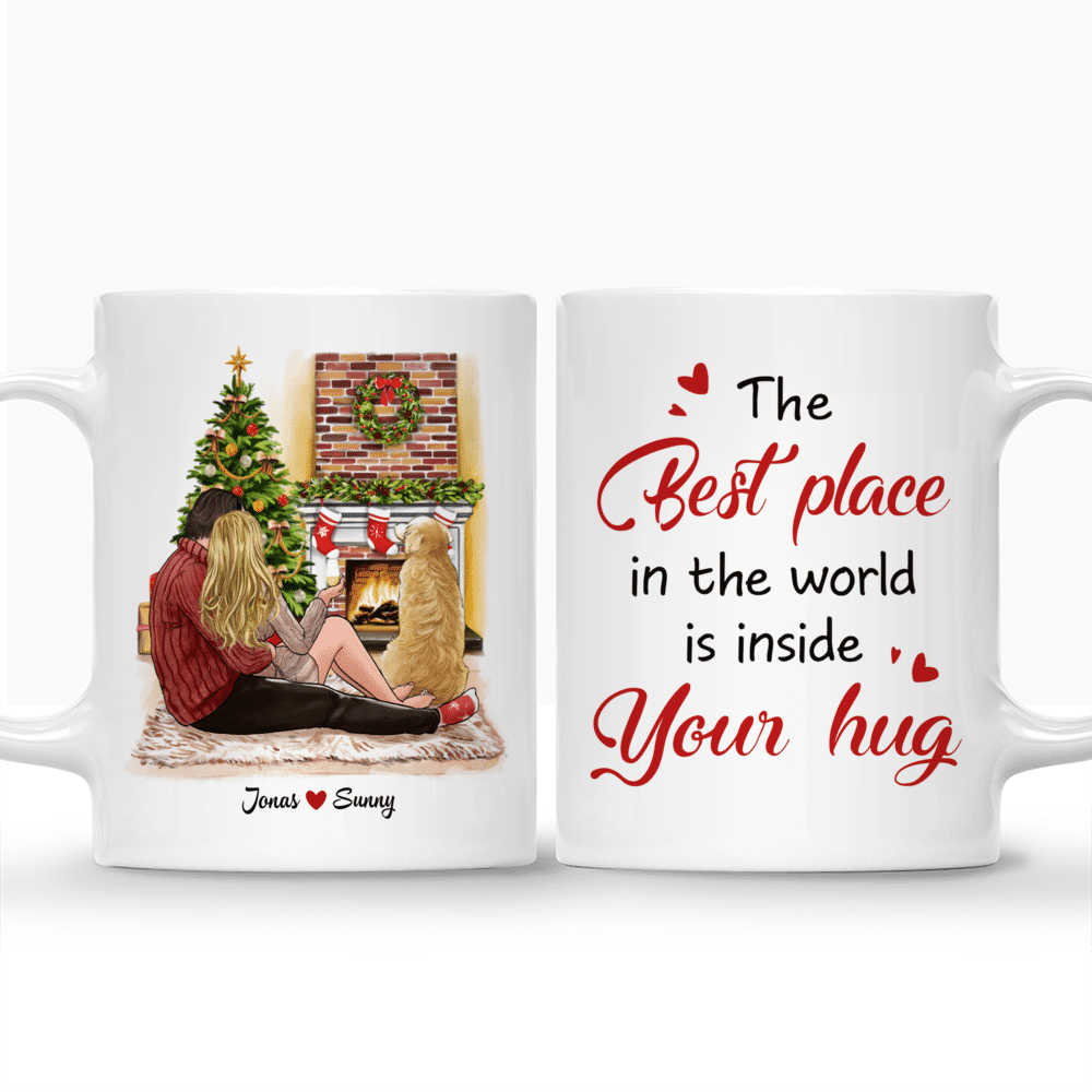 Personalized Mug - Xmas Couple - The best place in the world is inside your hug | Dog_3