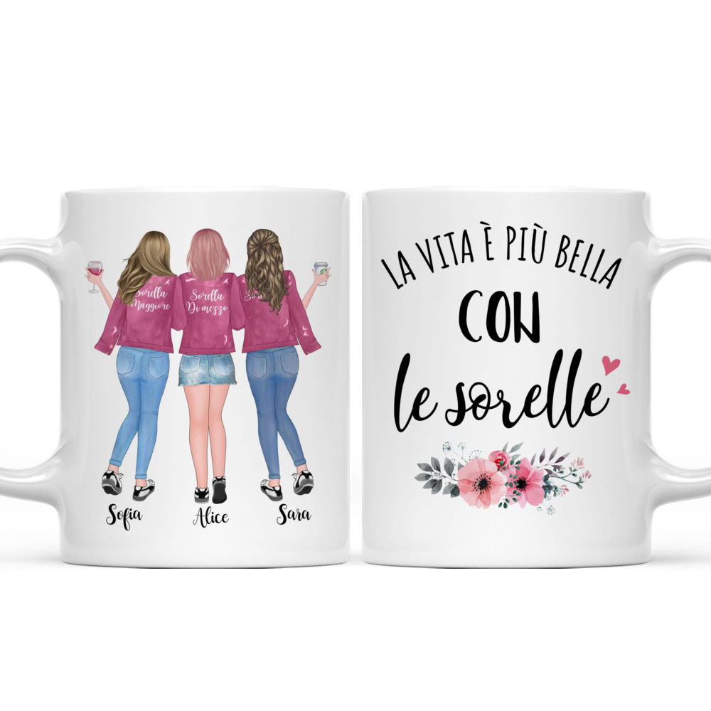 Personalized Mug - Tazza Personalizzata - Fino a 5 sorelle - La vita è più  bella con le sorelle (Ver 1) - Italia