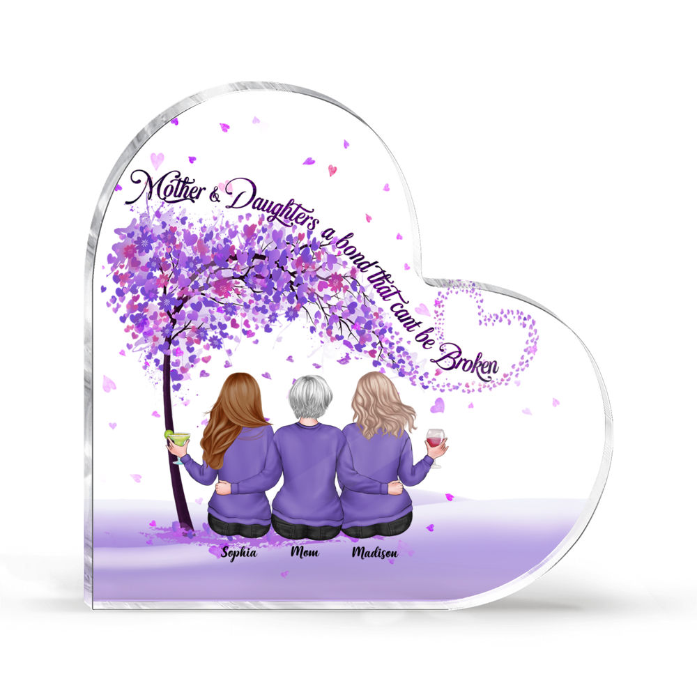 Personalized Desktop - Heart Transparent Plaque - Mother and Daughters a bond that can't be broken (23518)_2