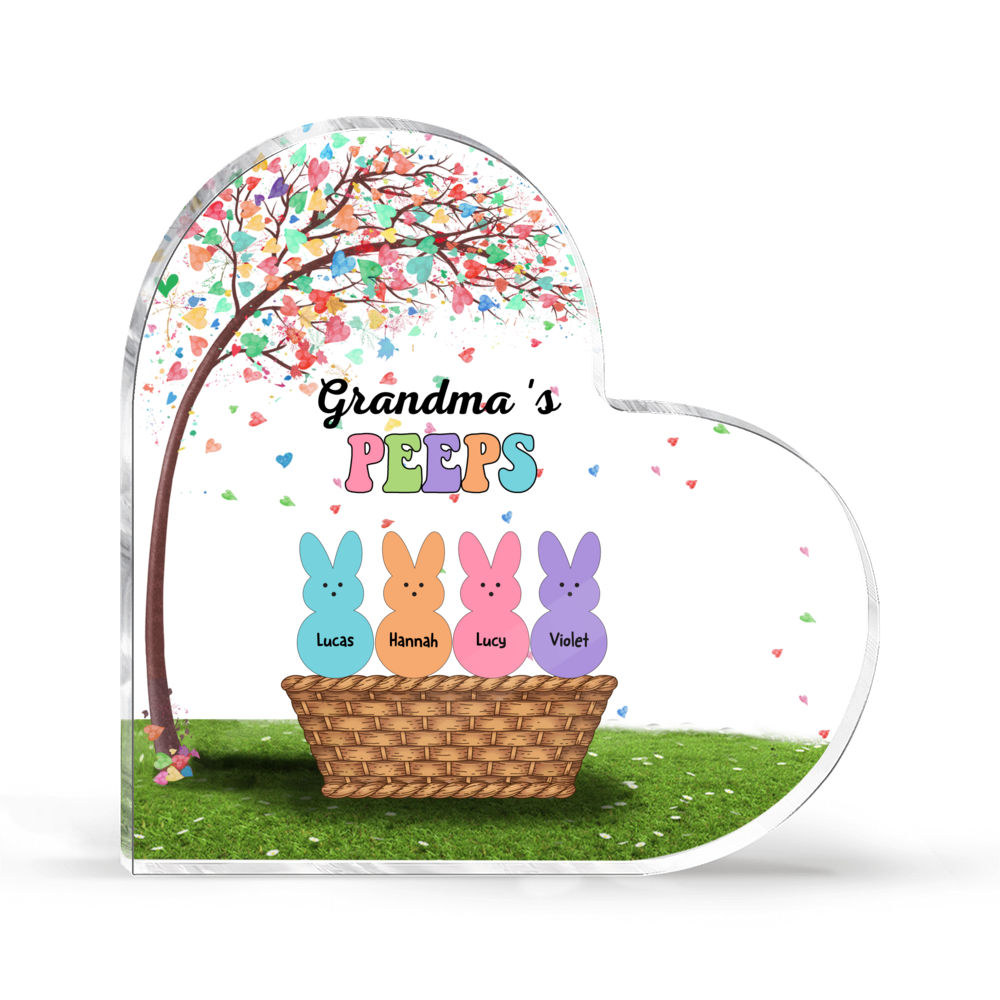 Personalized Desktop - Acrylic Heart Plaque - Nana's Peeps - Heart Tree - Easter Gifts_2