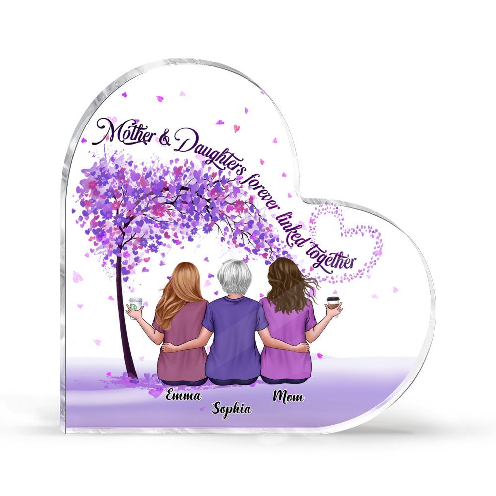 Personalized Desktop - Heart Transparent Plaque - The love between a mother and Daughters is forever (23521)_4