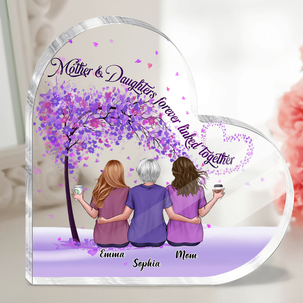 Personalized Desktop - Heart Transparent Plaque - The love between a mother and Daughters is forever (23521)_3