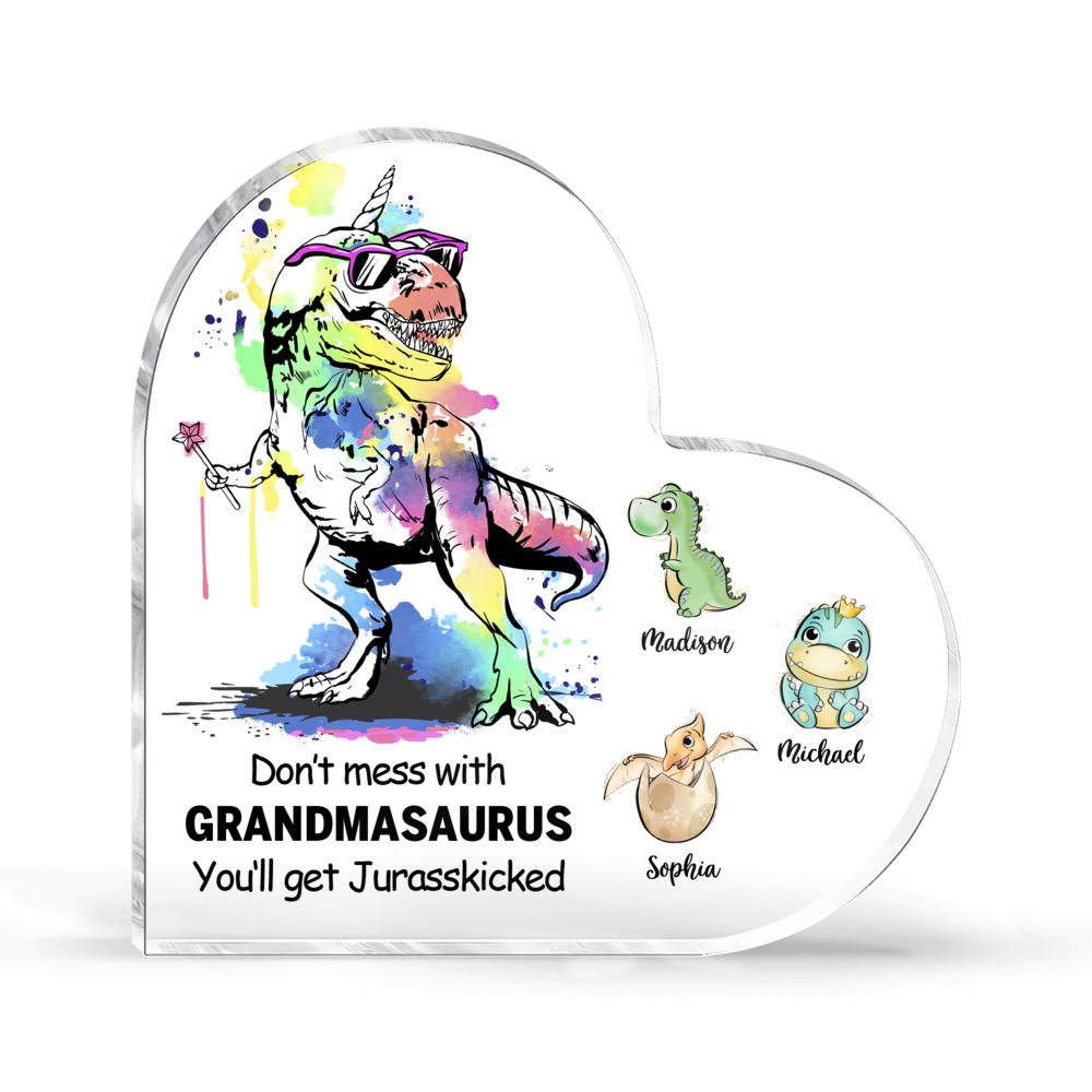 Personalized Desktop - Heart Transparent Plaque - Don’t mess with Grandmasaurus. You‘ll get Jurasskicked (23633)_2