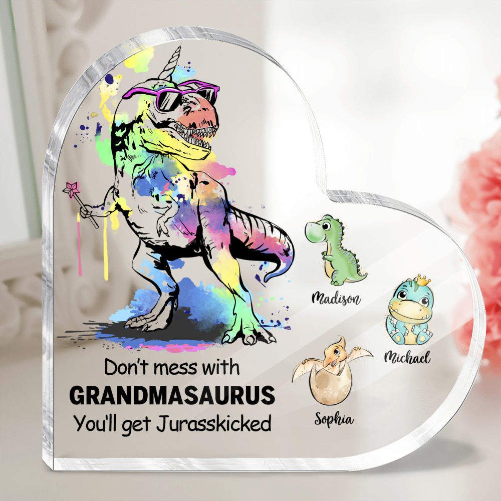 Personalized Desktop - Heart Transparent Plaque - Don’t mess with Grandmasaurus. You‘ll get Jurasskicked (23633)_1