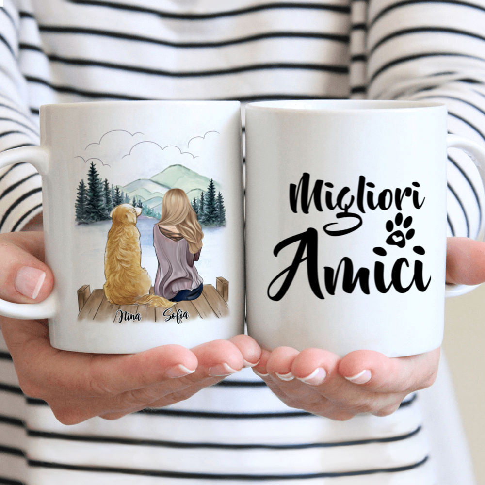 Personalized Mug - Tazza Personalizzata - Ragazza e cani - Migliori amici - Italia