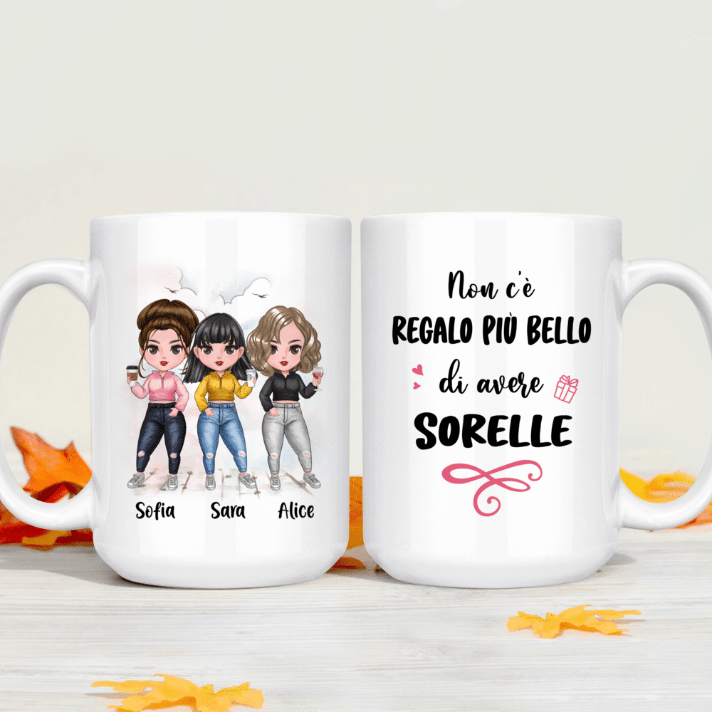 Tazza Personalizzata - Fino a 7 ragazze - Non c'è regalo più bello di avere  sorelle - Italia