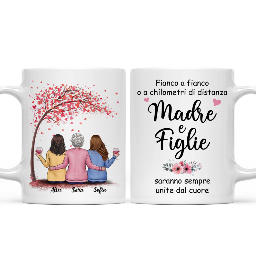 Personalized Mug - Tazza Personalizzata - Festa della mamma - Fianco a  fianco o a chilometri di distanza, madre e figlie saranno sempre unite dal  cuore - Italia