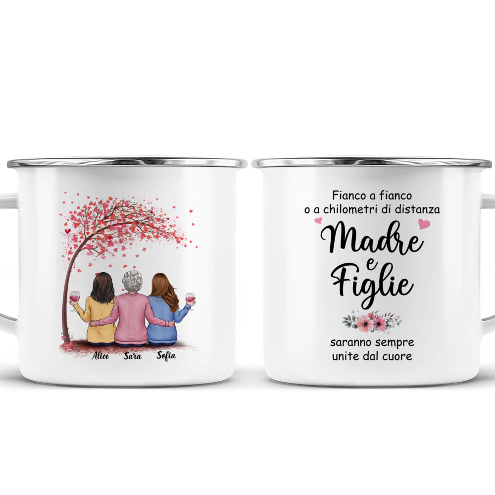 Personalized Mug - Tazza Personalizzata - Festa della mamma - Fianco a  fianco o a chilometri di distanza, madre e figlie saranno sempre unite dal  cuore - Italia