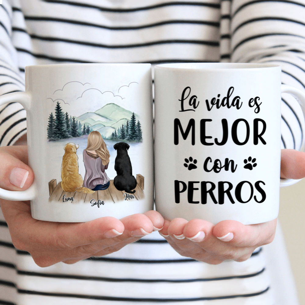 Personalized Mug - Tazas Personalizadas - La vida es mejor con PERROS - Regalos Personalizados - Spanish