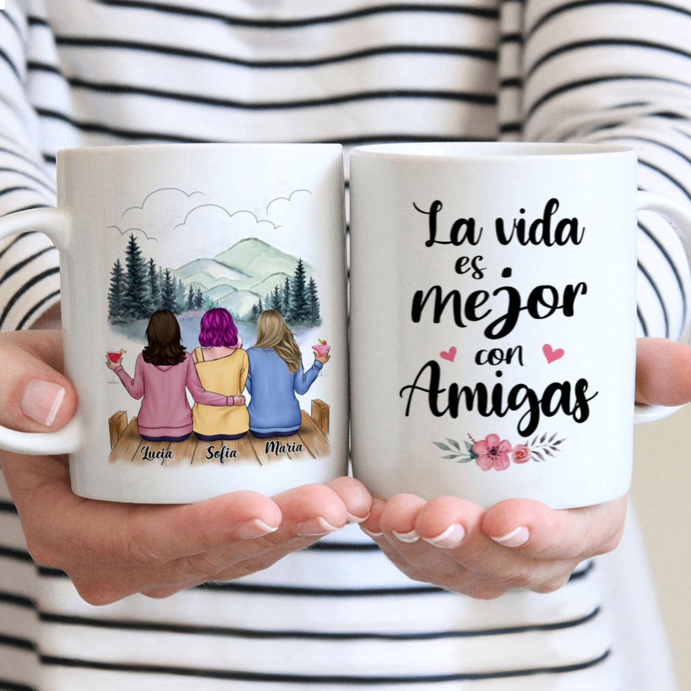 Personalized Mug - Tazas Personalizadas - La vida es mejor con amigas - Regalos Personalizados - Spanish