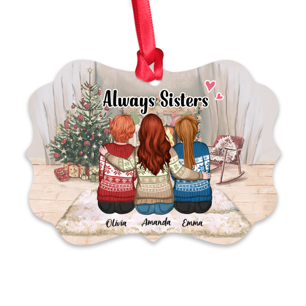 Personalized Christmas Ornaments - Up to 5 Girls - Always Sisters_1