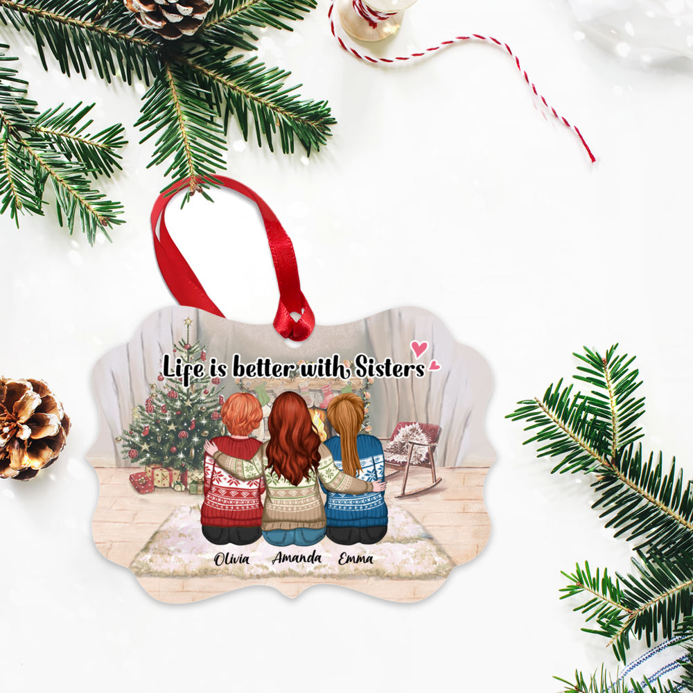 Personalized Ornament - Up to 5 Girls - Life Is Better With Sister_2