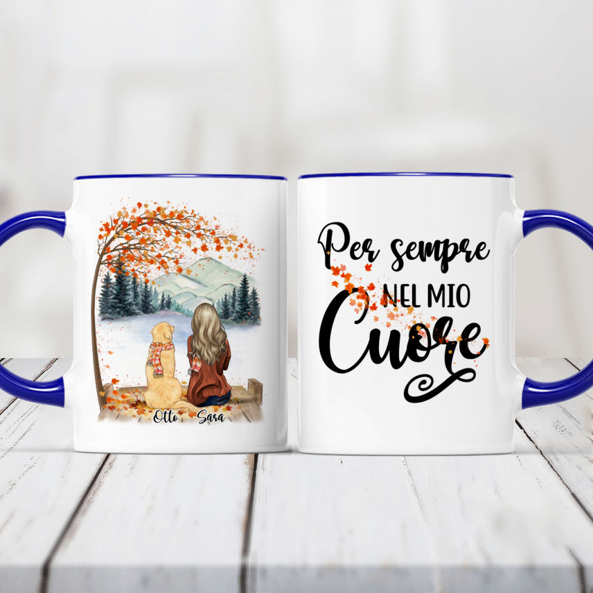 Tazza Personalizzata - Regali per gli amanti dei cani - Ragazza E Cani -  Per sempre nel mio cuore - Italia