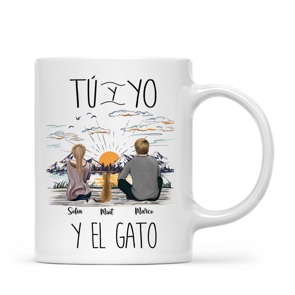 Personalized Mug - Tazas Personalizadas - Tú y yo y el gato - Regalos Personalizados - Spanish_1