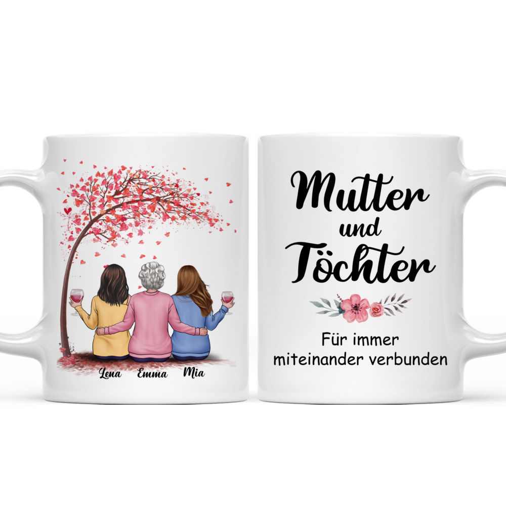 Personalisierte Tasse - Muttertag - Mutter und Töchter für immer miteinander verbunden - Germany - Personalized Mug_3