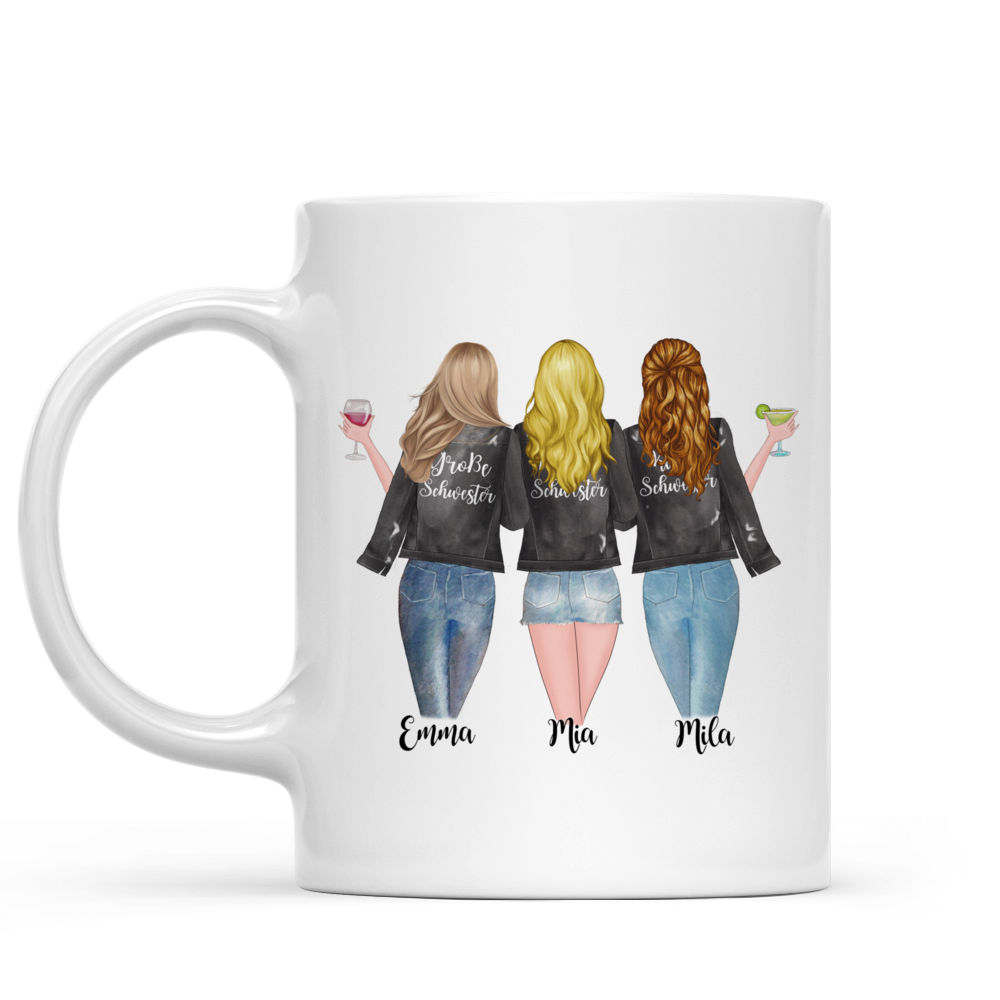 Personalized Mug - Personalisierte Tasse - 3 Schwestern - Schwestern für immer,  nie getrennt.  Vielleicht in der Ferne,  aber niemals im   Herzen.- Germany_1